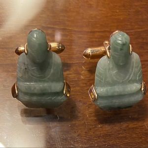 Antique 14K Jade Cuff Links